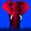 download Elephant Green On Red clipart image with 225 hue color