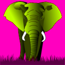 download Elephant Green On Red clipart image with 315 hue color