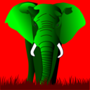 download Elephant Green On Red clipart image with 0 hue color