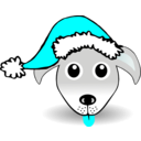 download Funny Dog Face Grey Cartoon With Santa Claus Hat clipart image with 180 hue color
