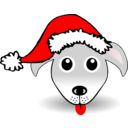 download Funny Dog Face Grey Cartoon With Santa Claus Hat clipart image with 0 hue color