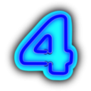 download Neon Numerals 4 clipart image with 180 hue color