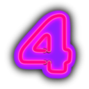 download Neon Numerals 4 clipart image with 270 hue color