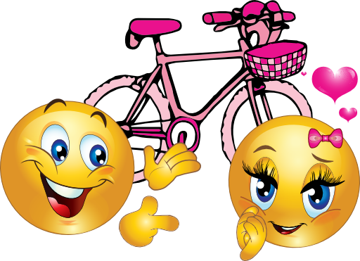 Valentine Pink Bicycle Smiley Emoticon