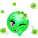 download Flowery Smiley Emoticon clipart image with 90 hue color