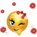 download Flowery Smiley Emoticon clipart image with 0 hue color