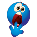 download Smiley Terrified Blue Emoticon clipart image with 0 hue color