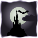 download Spooky Castle In Full Moon clipart image with 45 hue color