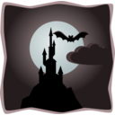 download Spooky Castle In Full Moon clipart image with 135 hue color