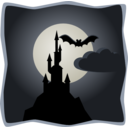 download Spooky Castle In Full Moon clipart image with 0 hue color