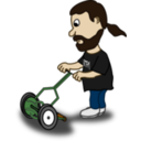 download Comic Characters Guy Pushing Reel Mower clipart image with 0 hue color