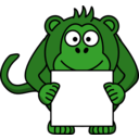 download Sign Holding Monkey clipart image with 90 hue color