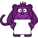 download Sign Holding Monkey clipart image with 270 hue color