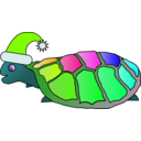 download Funny Turtle With Santa Hat clipart image with 90 hue color