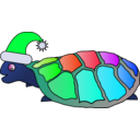 download Funny Turtle With Santa Hat clipart image with 135 hue color
