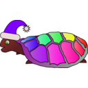 download Funny Turtle With Santa Hat clipart image with 270 hue color