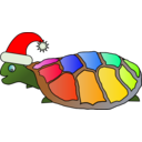 download Funny Turtle With Santa Hat clipart image with 0 hue color