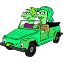 download Girl And Boy Driving Car Cartoon clipart image with 90 hue color