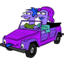 download Girl And Boy Driving Car Cartoon clipart image with 225 hue color
