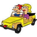 download Girl And Boy Driving Car Cartoon clipart image with 0 hue color