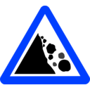 download Roadsign Falling Rocks clipart image with 225 hue color