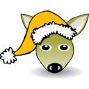 download Funny Fawn Face Brown Cartoon With Santa Claus Hat clipart image with 45 hue color