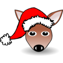 download Funny Fawn Face Brown Cartoon With Santa Claus Hat clipart image with 0 hue color