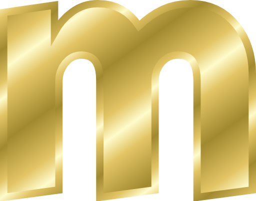 شعار حرف M ذهبي