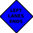 download Caution Left Lane Ends clipart image with 180 hue color