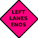 download Caution Left Lane Ends clipart image with 270 hue color