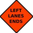 download Caution Left Lane Ends clipart image with 315 hue color