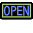 download Open Neon Sign clipart image with 225 hue color
