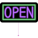 download Open Neon Sign clipart image with 270 hue color