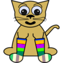 download Cartoon Cat In Rainbow Socks clipart image with 45 hue color