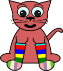 Cartoon Cat In Rainbow Socks