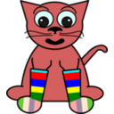 download Cartoon Cat In Rainbow Socks clipart image with 0 hue color