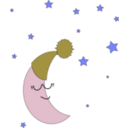 download Sleepy Moon clipart image with 180 hue color