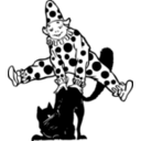 download Clown Jumping Over Cat clipart image with 270 hue color