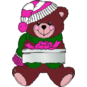 download Christmas Bear Wih Present clipart image with 315 hue color