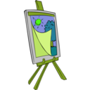 download Easel With Kids Painting clipart image with 45 hue color