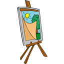 download Easel With Kids Painting clipart image with 0 hue color