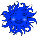 download Smiling Sun clipart image with 180 hue color