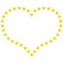 download Heart Shaped Border With Yellow Stars clipart image with 0 hue color