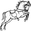 download Jumping Horse Outline clipart image with 180 hue color