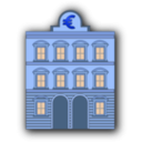 download Bank Building With Euro Sign clipart image with 180 hue color