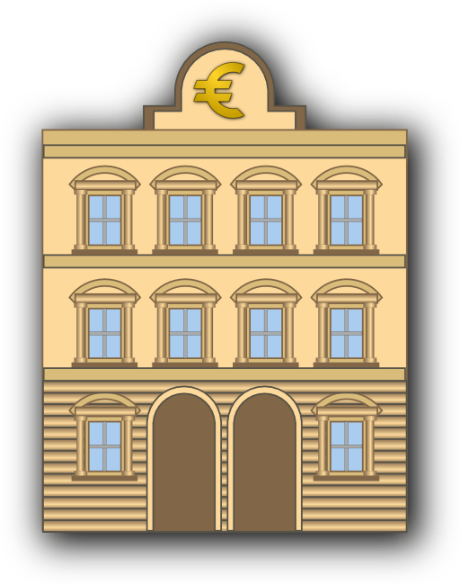 Bank Building With Euro Sign