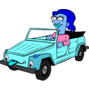 download Girl Driving Car Cartoon clipart image with 180 hue color