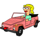 download Girl Driving Car Cartoon clipart image with 0 hue color