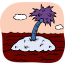 download Desert Isle clipart image with 180 hue color