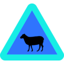 download Warning Sheep Roadsign clipart image with 180 hue color